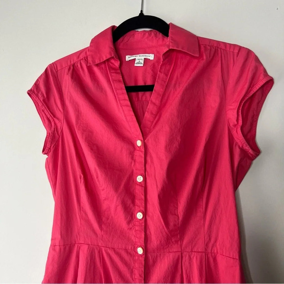 Banana Republic pink button down midi shirt dress sz 4 collar preppy barbiecore - Picture 2 of 7